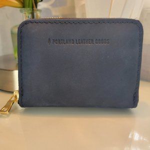 Portland Leather Goods Small Zip Wallet in Deep Water